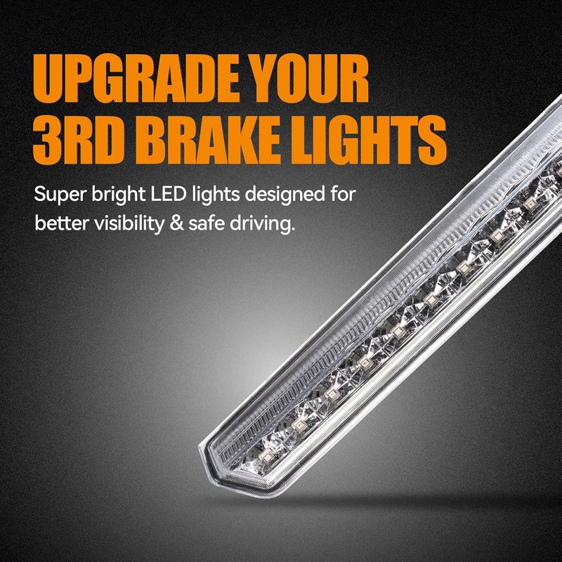 Cxdar Third 3rd Brake Light LED for 2015-2020 Chevy Tahoe/Suburban, High Mount Rear Brake Lights Assembly for 2016-2019 Suburban 3500HD, Waterproof Center Cab Lamp Stop Light (Chrome) - Image 3